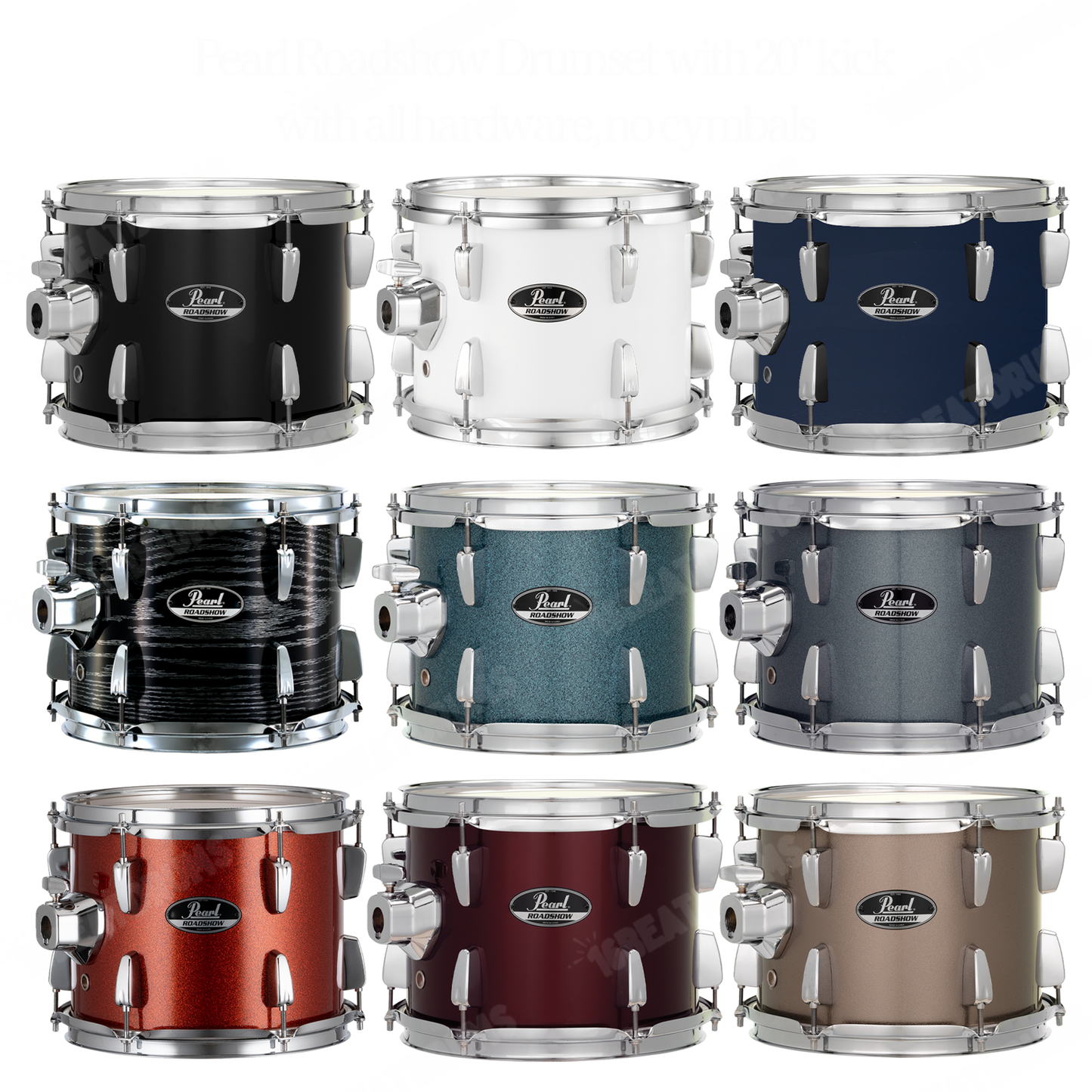 Pearl Drums Roadshow series complete 5 pc drumset with 20" kick drum with hardware and throne RS-505-B-C