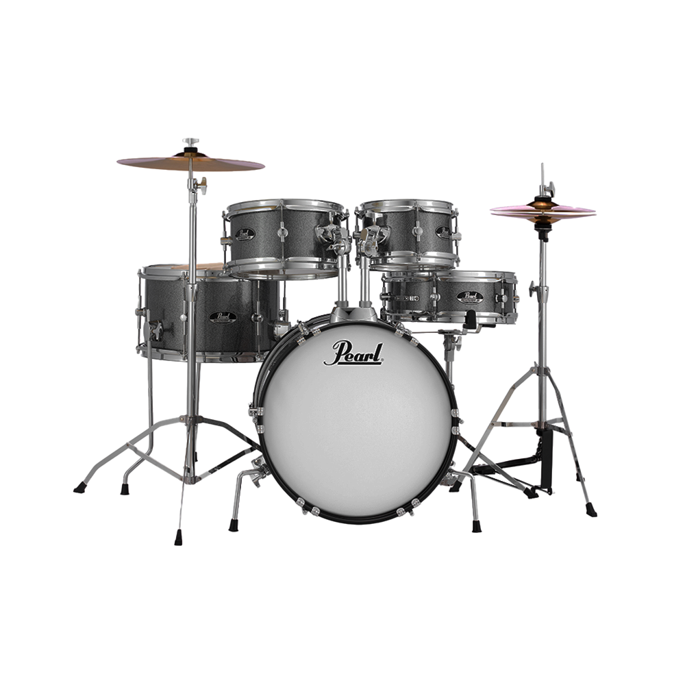 Pearl ROADSHOW JR. 5pc Drum Kit (16" kick) w/ Hardware+Throne+Cymbals (1x 14HH /1x 16CR), GRINDSTONE SPARKLE