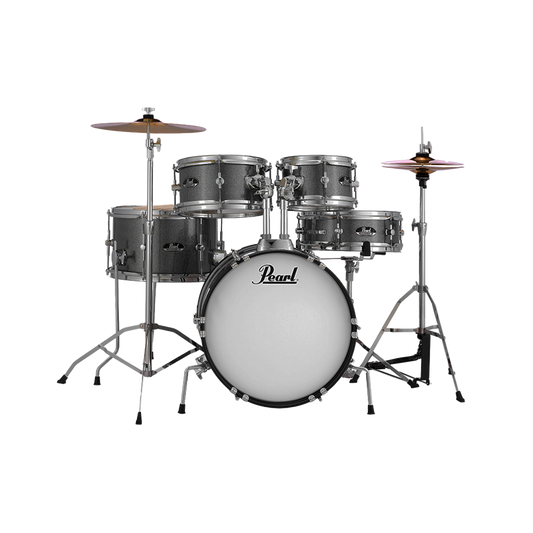 Pearl ROADSHOW JR. 5pc Drum Kit (16" kick) w/ Hardware+Throne+Cymbals (1x 14HH /1x 16CR), GRINDSTONE SPARKLE