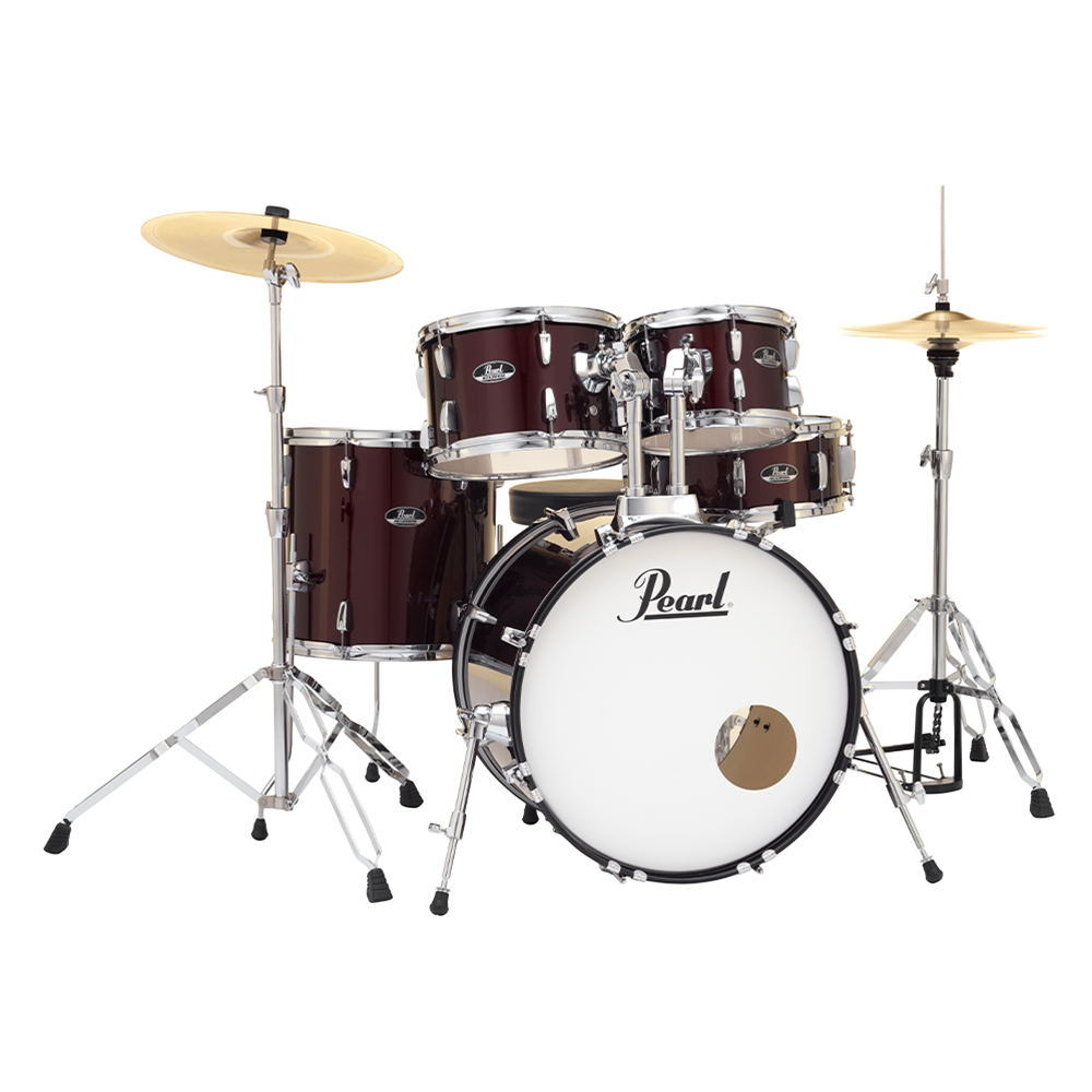 Pearl ROADSHOW RED WINE 5 Pc Drum Kit (20" kick) w/ Hardware+Throne+Cymbals (14HH/16CR/20R)