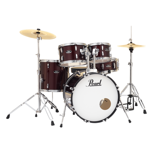 Pearl ROADSHOW RED WINE 5 Pc Drum Kit (20" kick) w/ Hardware+Throne+Cymbals (14HH/16CR/20R)