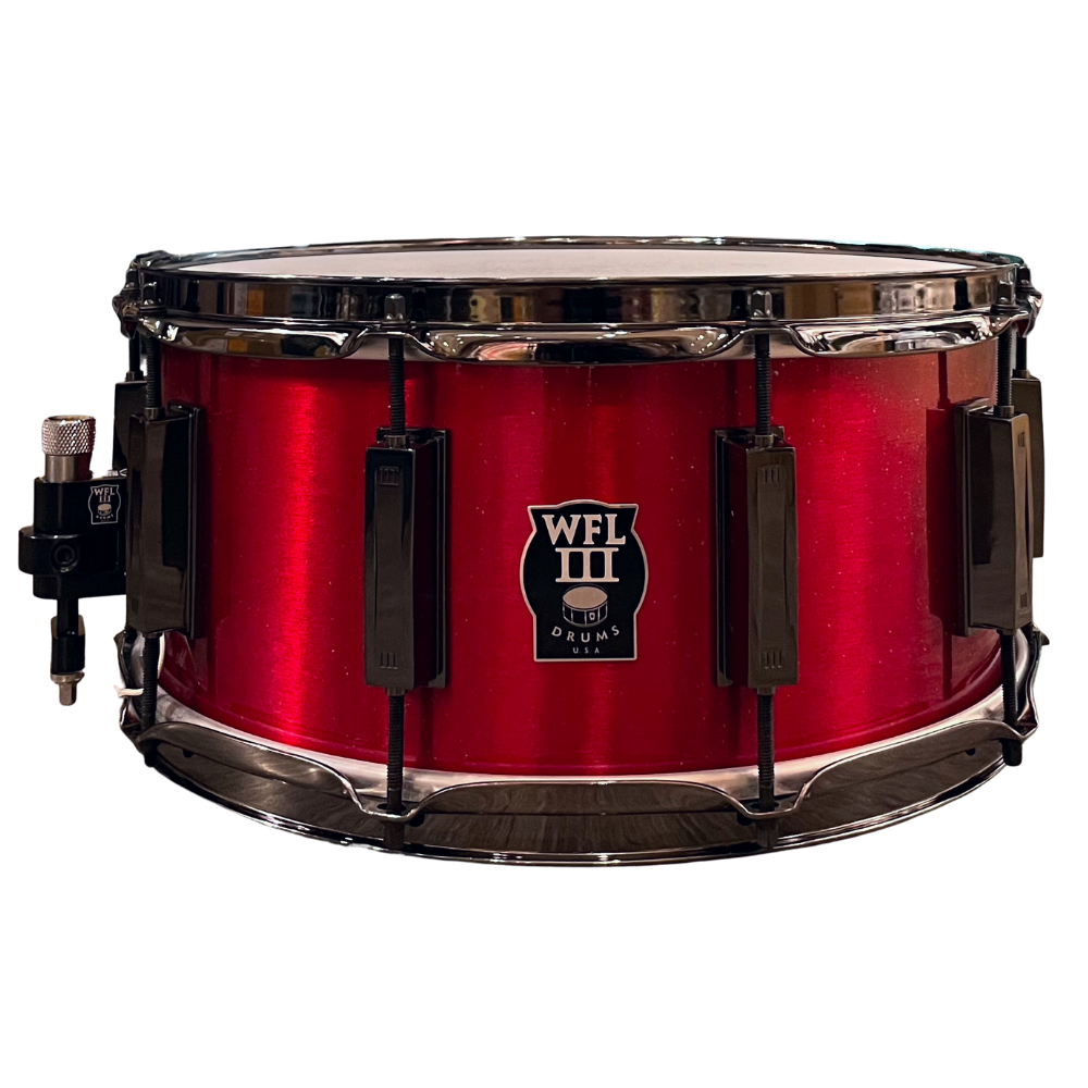 WFL3 Aluminum Snare Drum - Rockin' Red 6.5"x14" Black Nickle Lugs Trick b1